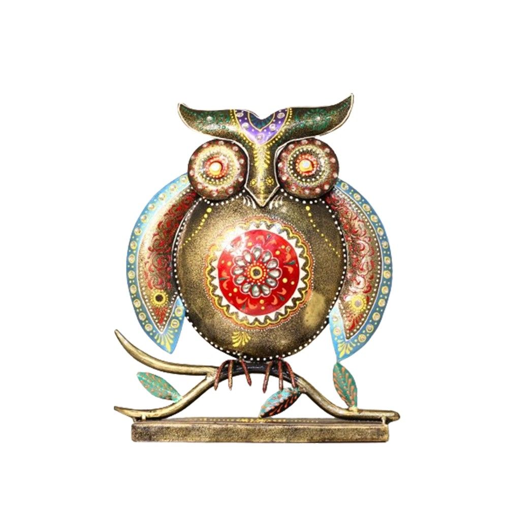 Metal Owl On Stand – 10x12 Inches Decorative Owl Sculpture